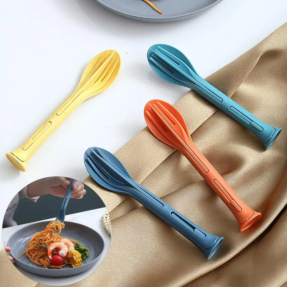 3pcs Reusable Travel Cutlery Set – Foldable Knife, Fork & Spoon for School or Camping