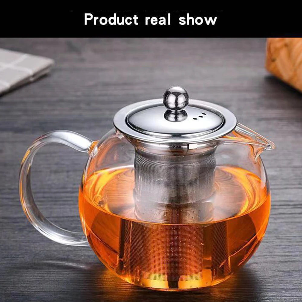 Heat Resistant Glass Teapot with Stainless Steel Infuser – 650ml, 950ml or 1300ml