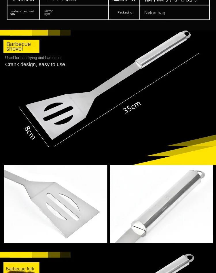 Stainless Steel BBQ Tool Set – Portable Outdoor Grill Utensils with Storage Bag