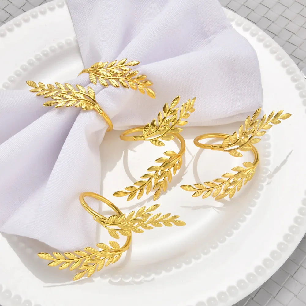 Golden Leaf Napkin Rings – Elegant Table Décor for Special Occasions