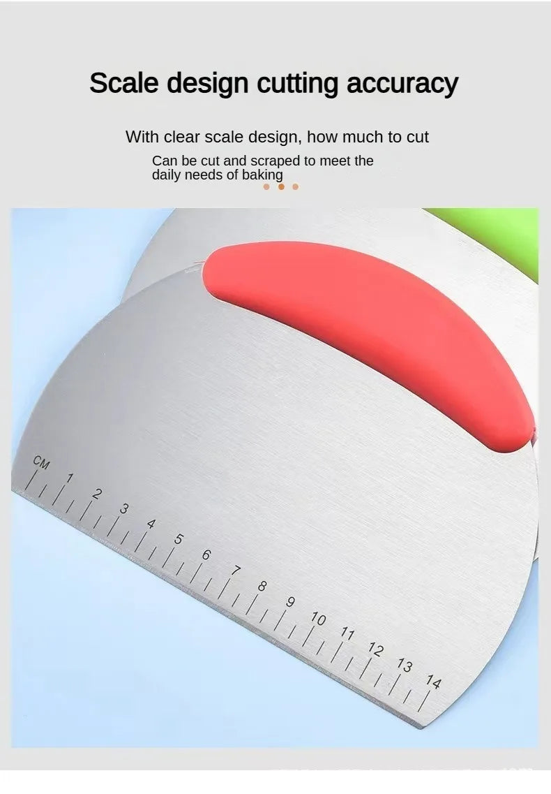 Stainless Steel Flour and Dough Cutter with Scale – Kitchen Scraper for Baking and Cooking