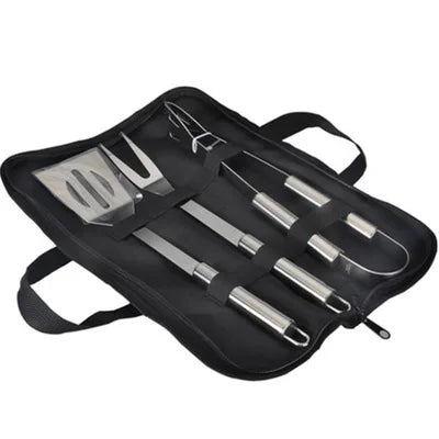 Stainless Steel BBQ Tool Set – Portable Outdoor Grill Utensils with Storage Bag