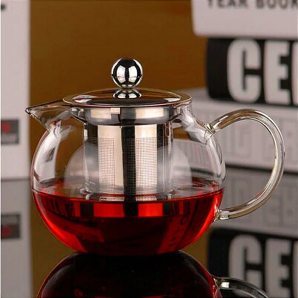 Heat Resistant Glass Teapot with Stainless Steel Infuser – 650ml, 950ml or 1300ml