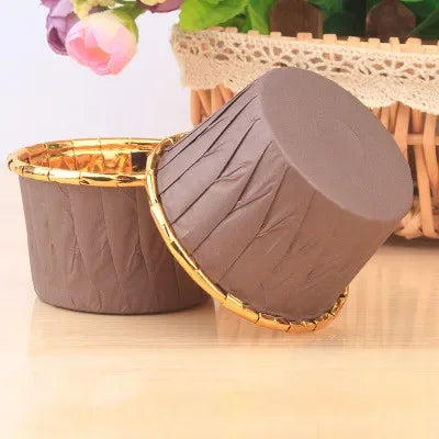 50pcs Gold Muffin Cupcake Liners – Oilproof Baking Cups for Weddings, Parties and Events