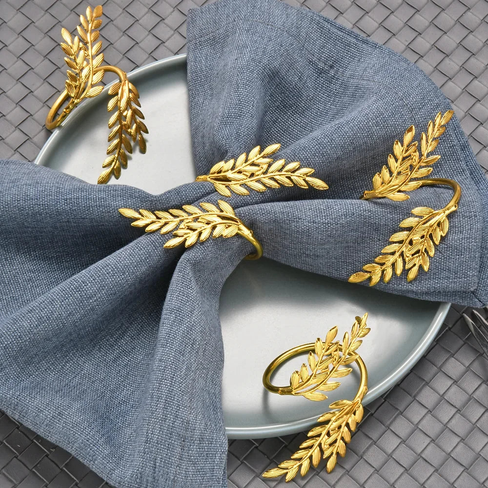 Golden Leaf Napkin Rings – Elegant Table Décor for Special Occasions