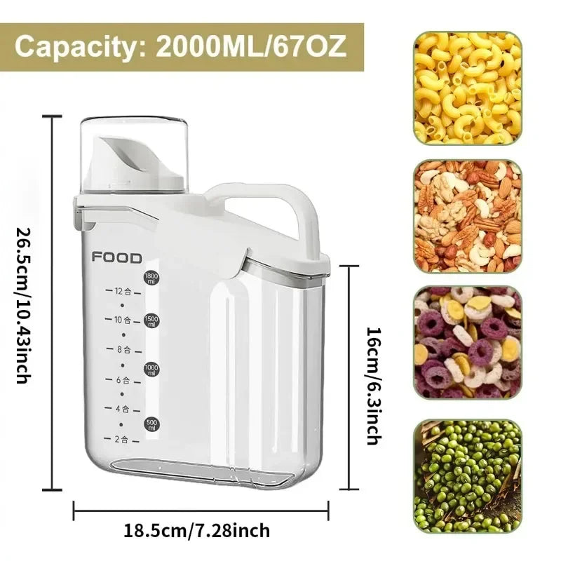 Airtight Cereal Storage Container 1.5L with Pouring Spout & Measuring Cup