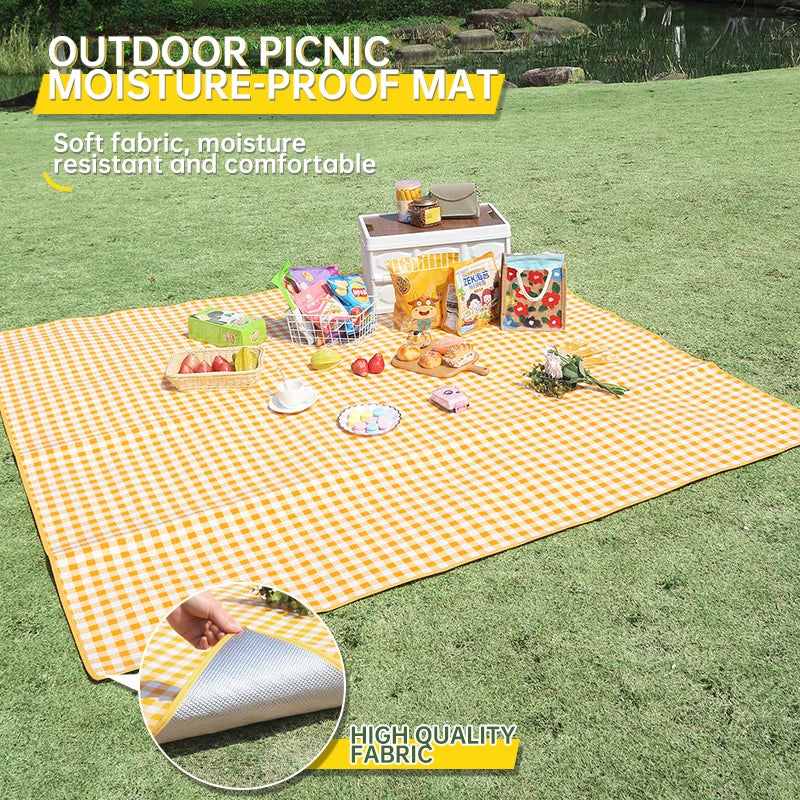 Yellow Waterproof Camping & Picnic Mat – Double-Sided Aluminium Sleeping Pad for Outdoor Use