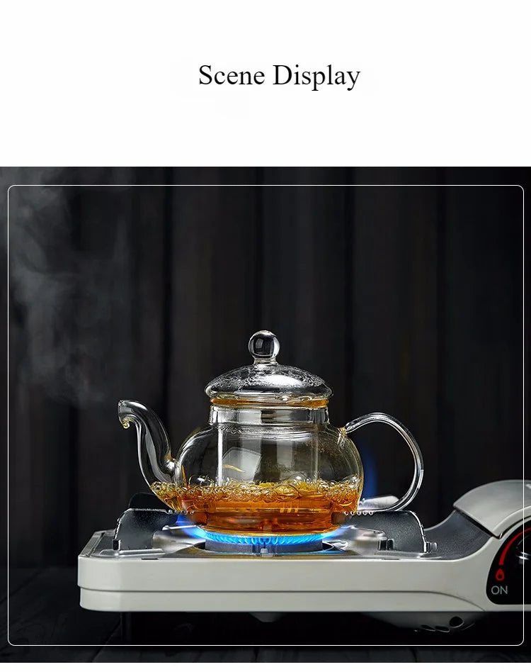 400ml/1000ml Heat-Resistant Glass Teapot with Strainer – Flower Kettle Kung Fu Teaware Set