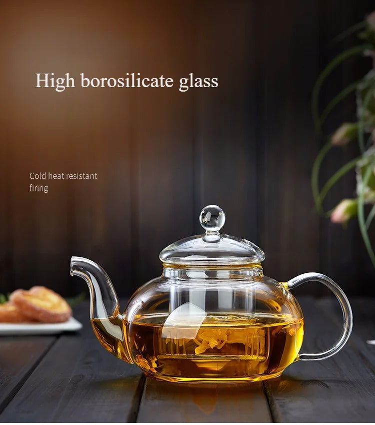 400ml/1000ml Heat-Resistant Glass Teapot with Strainer – Flower Kettle Kung Fu Teaware Set