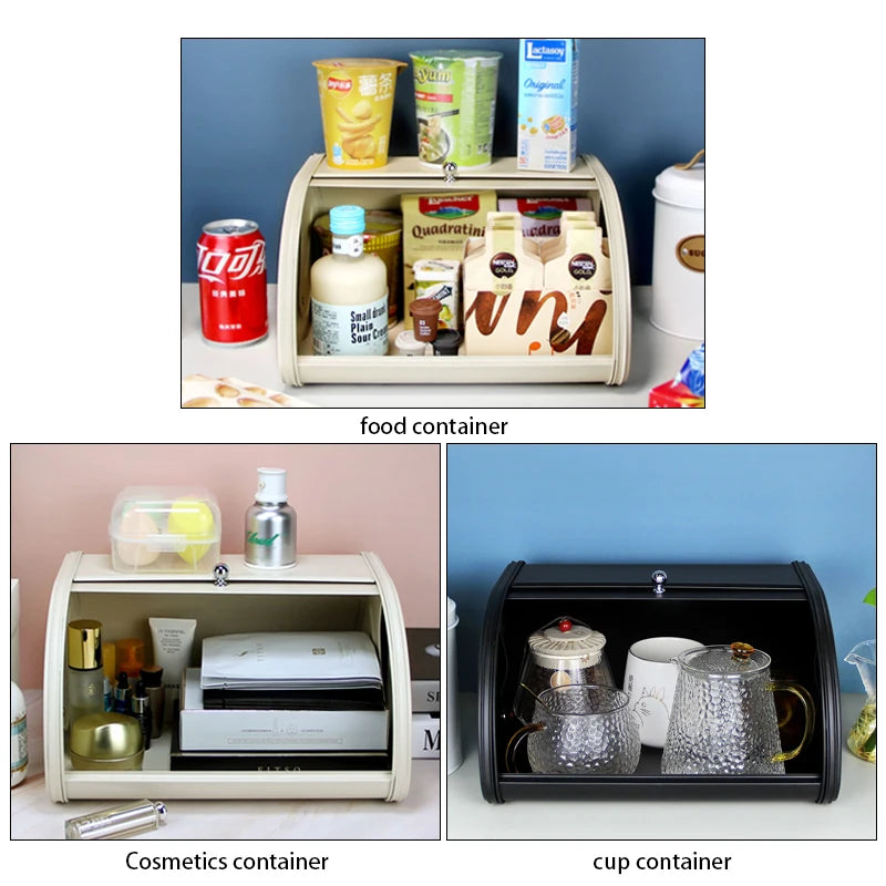 Metal Bread Storage Box – Carbon Steel Clamshell Bin for Keeping Bread Fresh