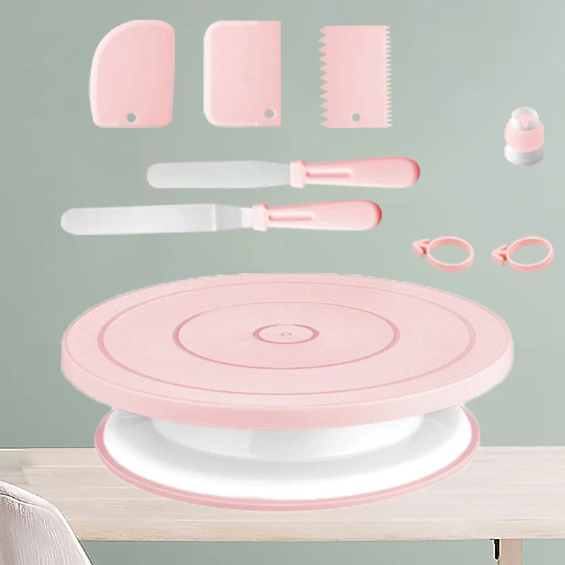 Macaron Rotating Cake Turntable – 11" Revolving Stand for Cake Decorating and Baking