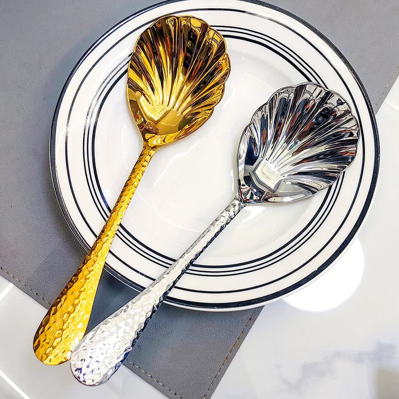 Stainless Steal Shell Pattern Serving Spoon