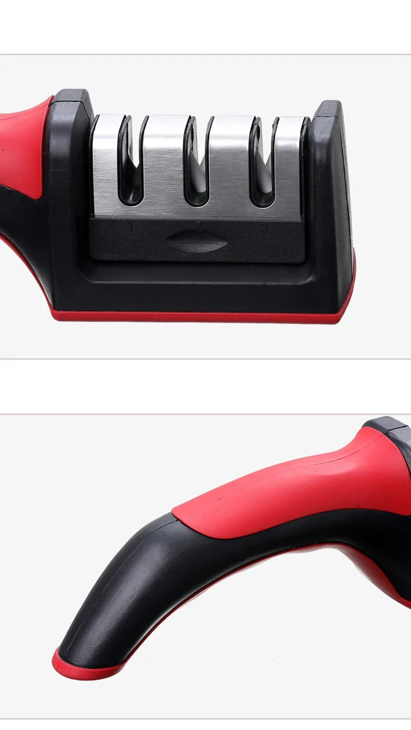 3-Stage Knife Sharpener with Anti-Slip Base – Quick Handheld Sharpening Tool