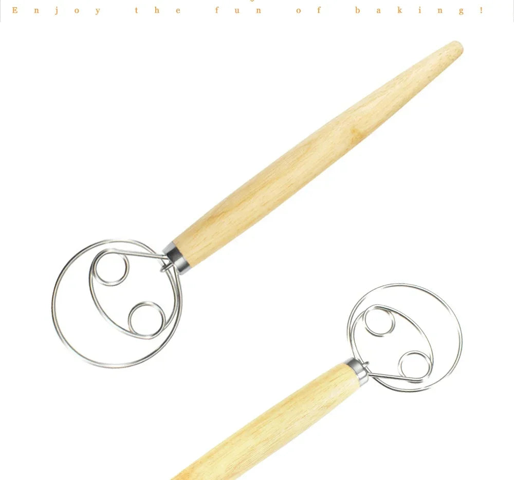 Stainless Steel Danish Dough Whisk – Handheld Beater for Bread & Pastry Mixing