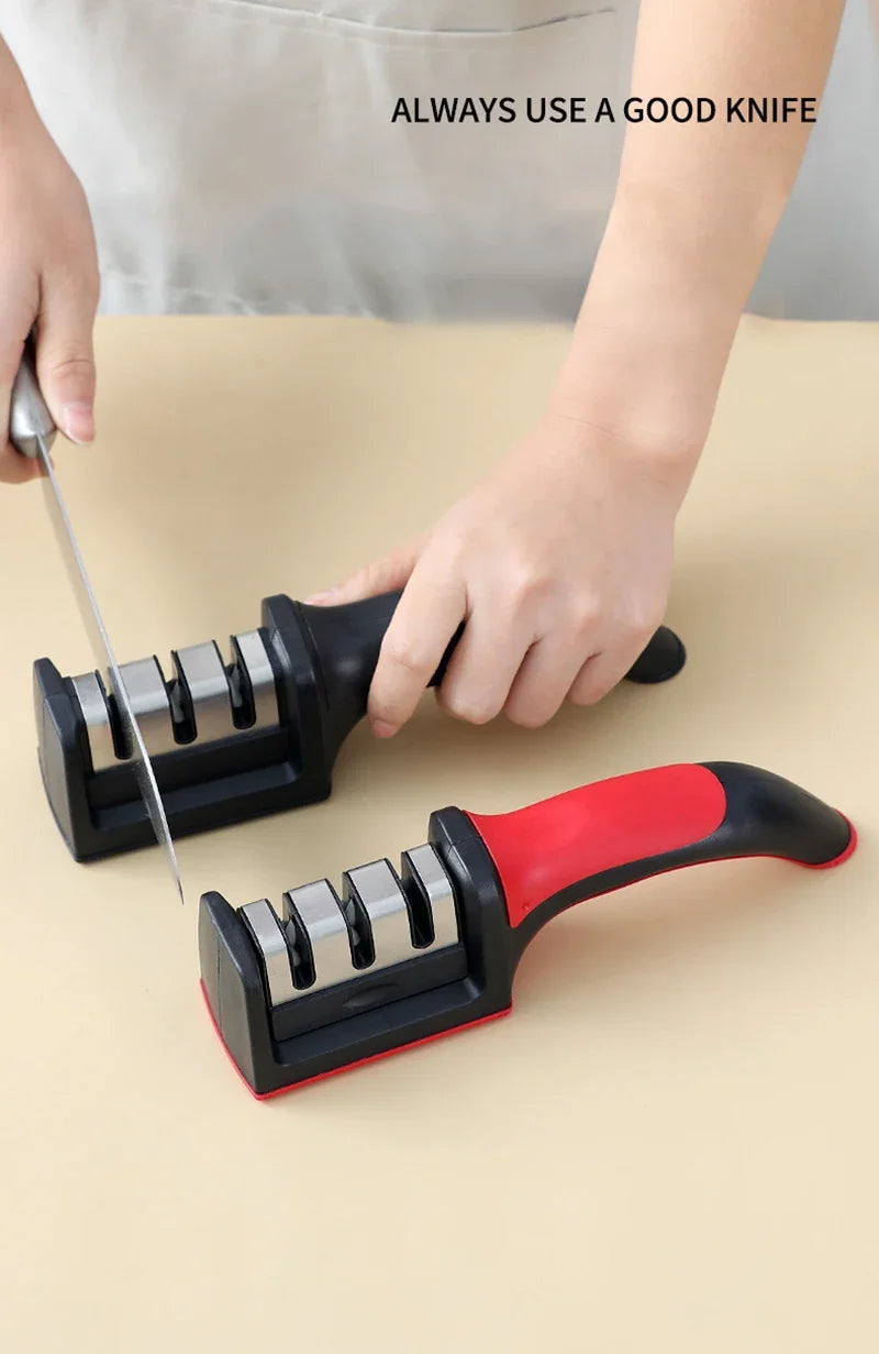 3-Stage Knife Sharpener with Anti-Slip Base – Quick Handheld Sharpening Tool
