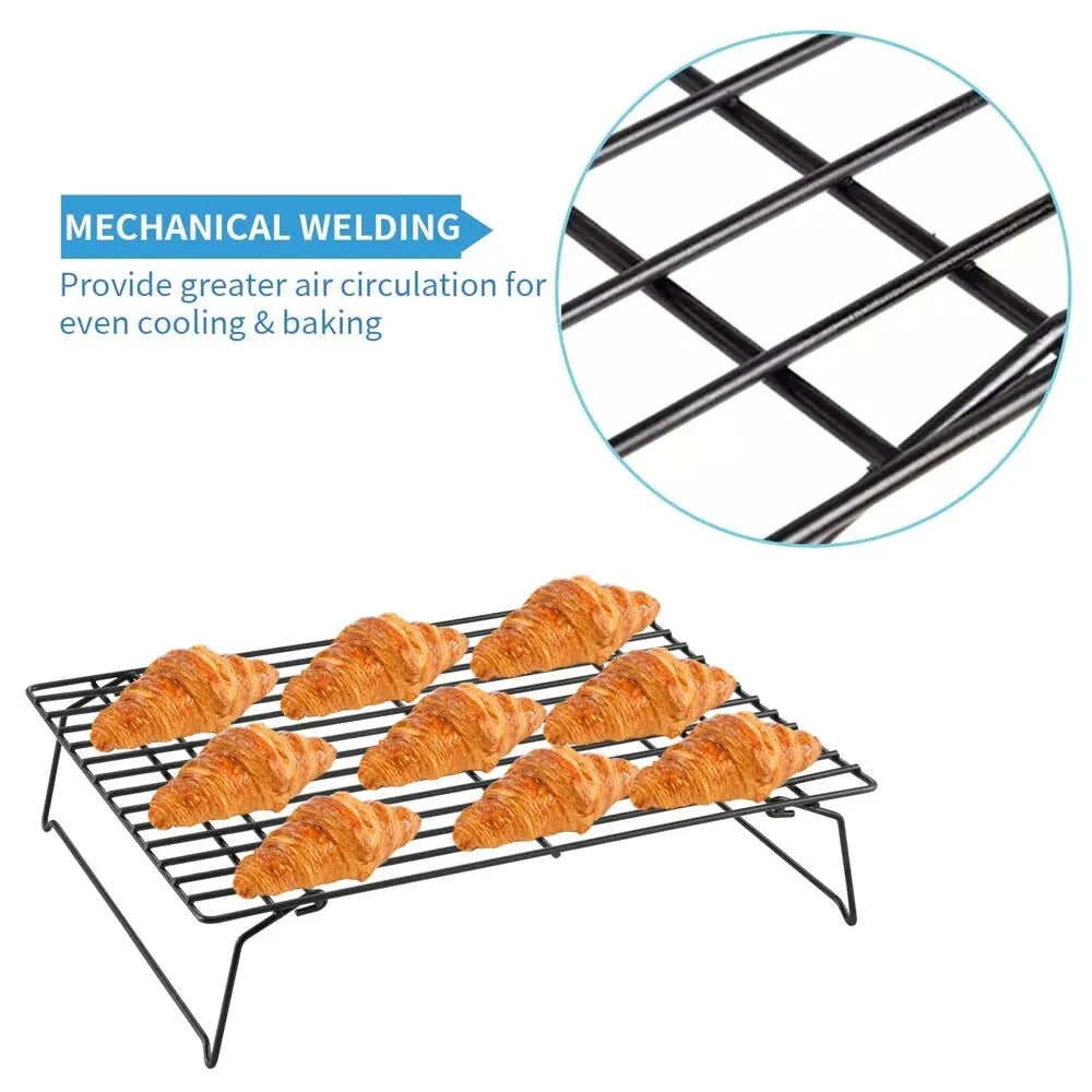 3pc Stainless Steel Cooling & Baking Rack – Non-stick Grid Tray for Cookies, Bread, Pizza