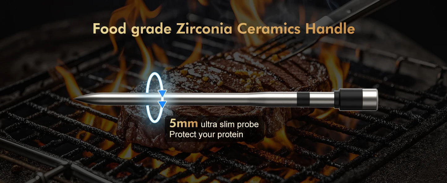 Wireless Meat Thermometer – Bluetooth Digital Probe with App & LCD for Oven, BBQ & Smoker