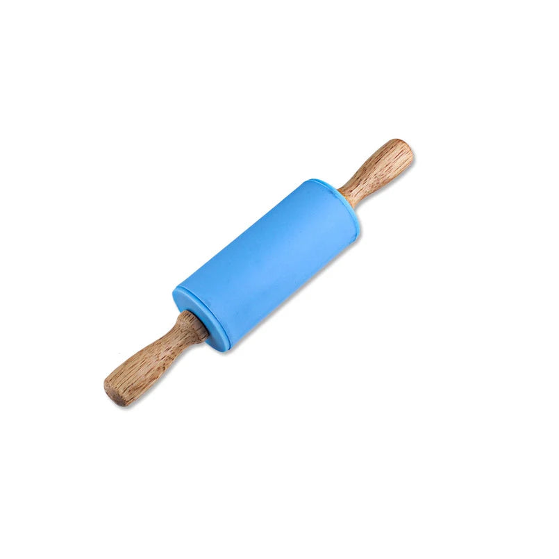 Mini Silicone Rolling Pin – 23cm Non-stick Dough Roller with Wooden Handle
