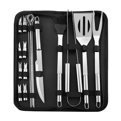 Stainless Steel BBQ Tool Set – Portable Outdoor Grill Utensils with Storage Bag