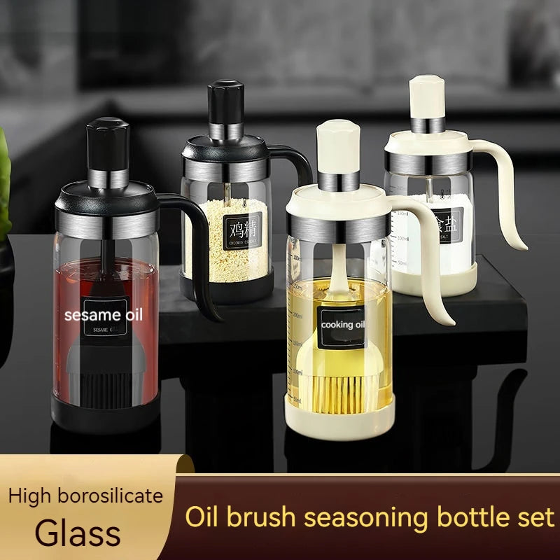 Silicone Oil Brush with Glass Bottle – High Temp Resistant, Non-Shedding, for Kitchen & BBQ