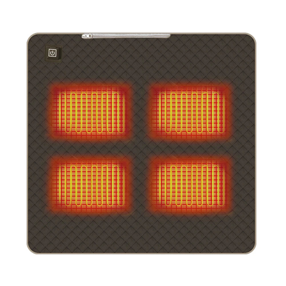 USB Heated Seat Cushion – 4-Zone Electric Mat for Camping, Office & Outdoor Warmth