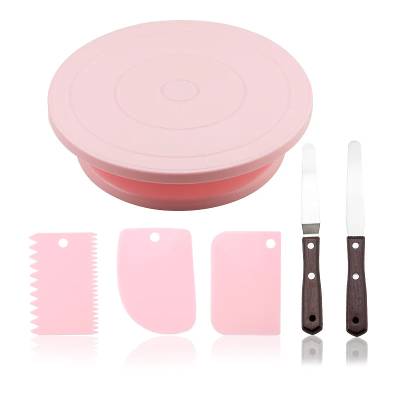 Macaron Rotating Cake Turntable – 11" Revolving Stand for Cake Decorating and Baking