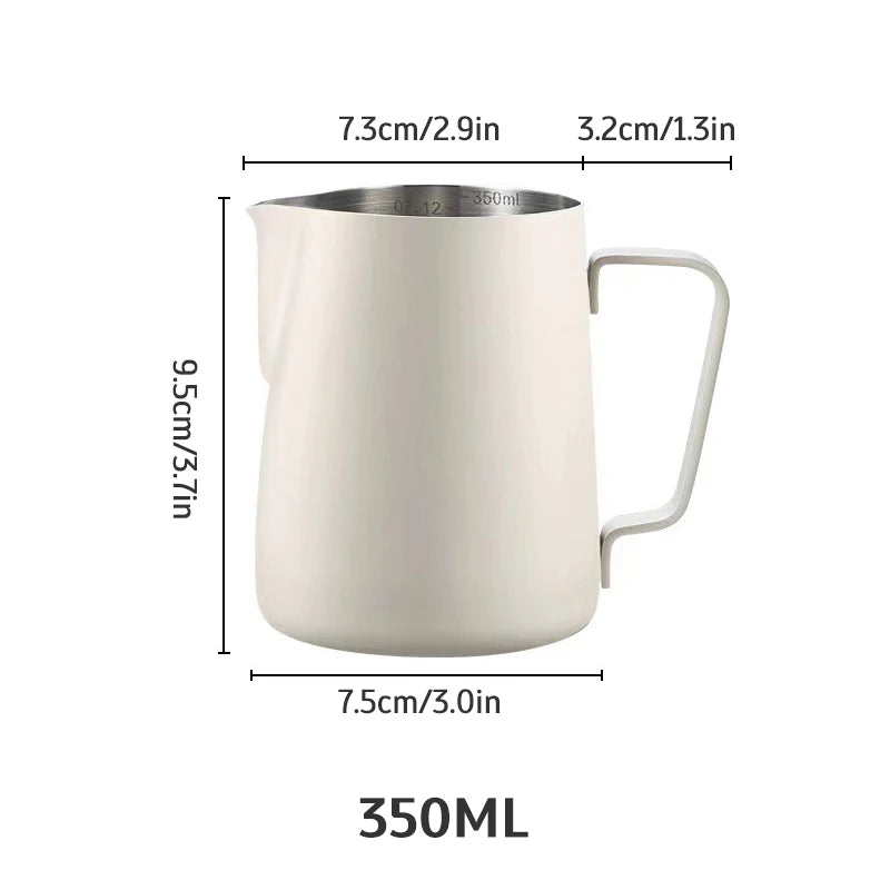 Stainless Steel Milk Frothing Jug – Latte Art Pitcher with Spout for Baristas, 350–600ml