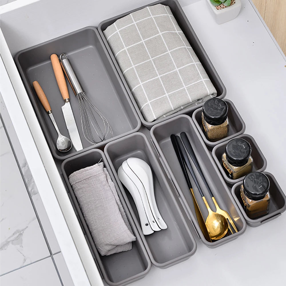 8pcs Adjustable Drawer Organizer Box – Custom Storage Solution for Home & Kitchen