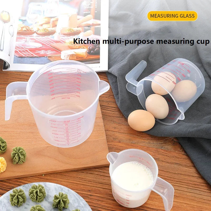 Silicone Plastic Measuring Cups – 250ml, 500ml, 1000ml Kitchen Jug Set