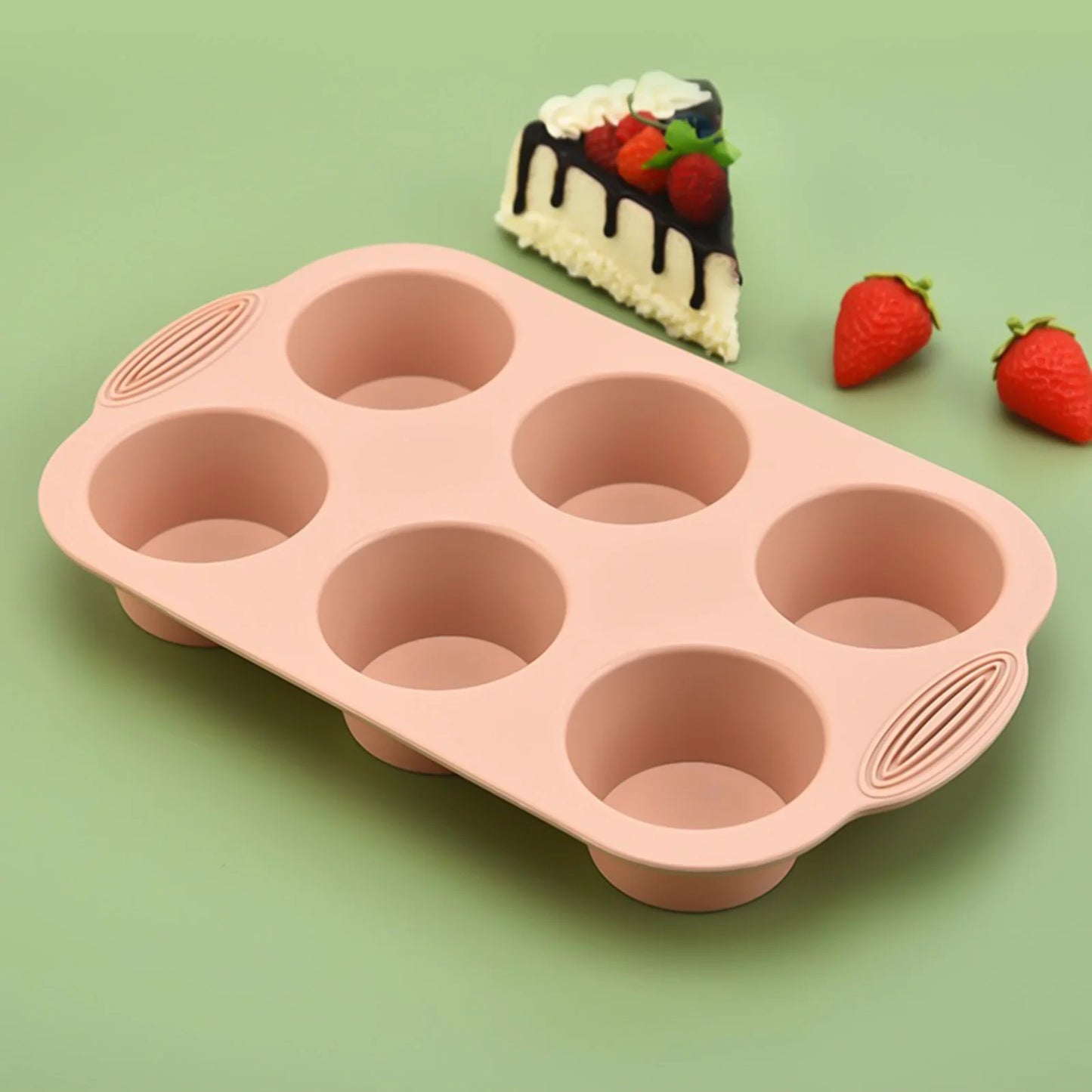Silicone 6-Cup Cake Mould – Non-Stick Muffin Tray for Baking Cupcakes, Cakes and Biscuits