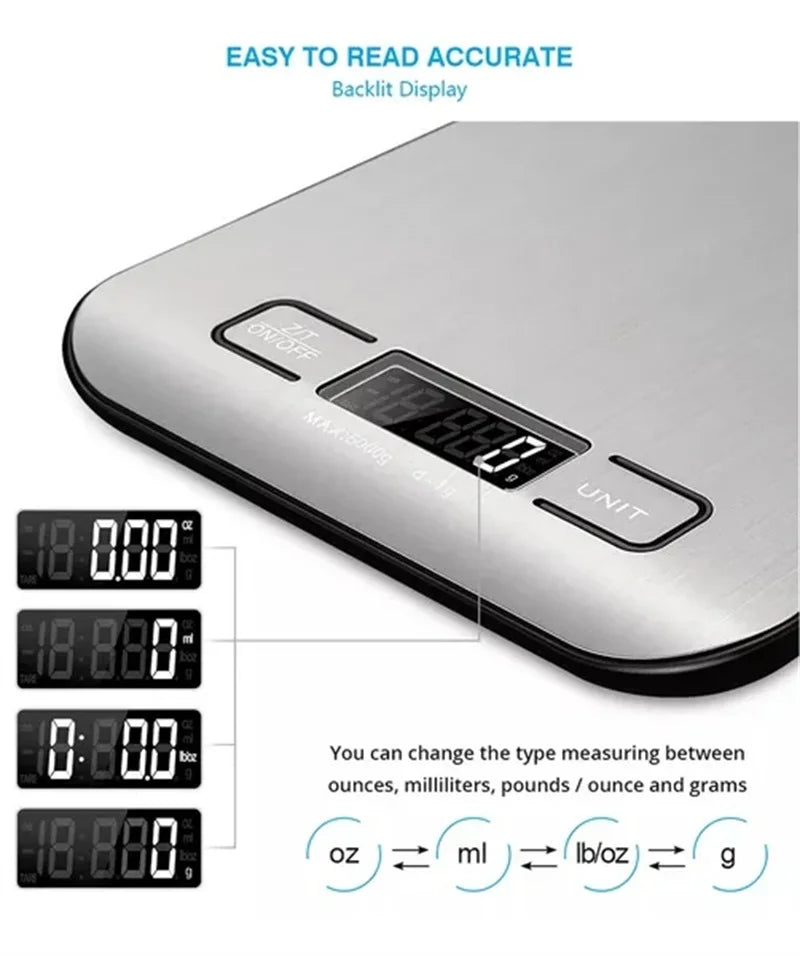 Kitchen Digital Scale – Multi-Function Electronic Weighing Scale with LCD Display and USB Charging