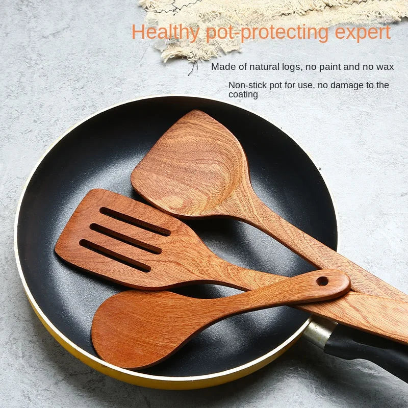 Wooden Cooking Utensils – Non-Stick Safe Kitchen Tools for Frying & Stirring