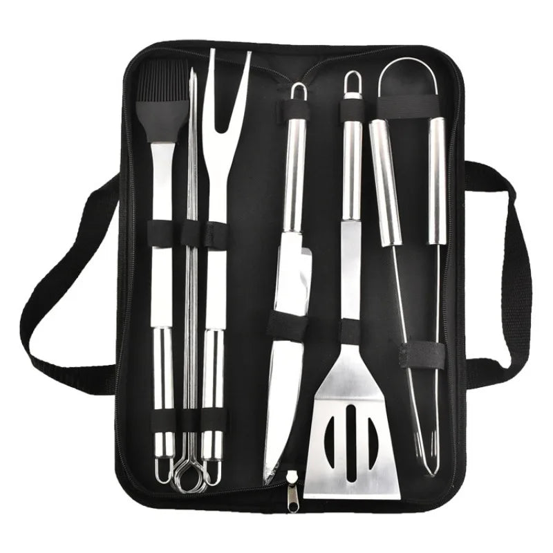Stainless Steel BBQ Tool Set – Portable Outdoor Grill Utensils with Storage Bag