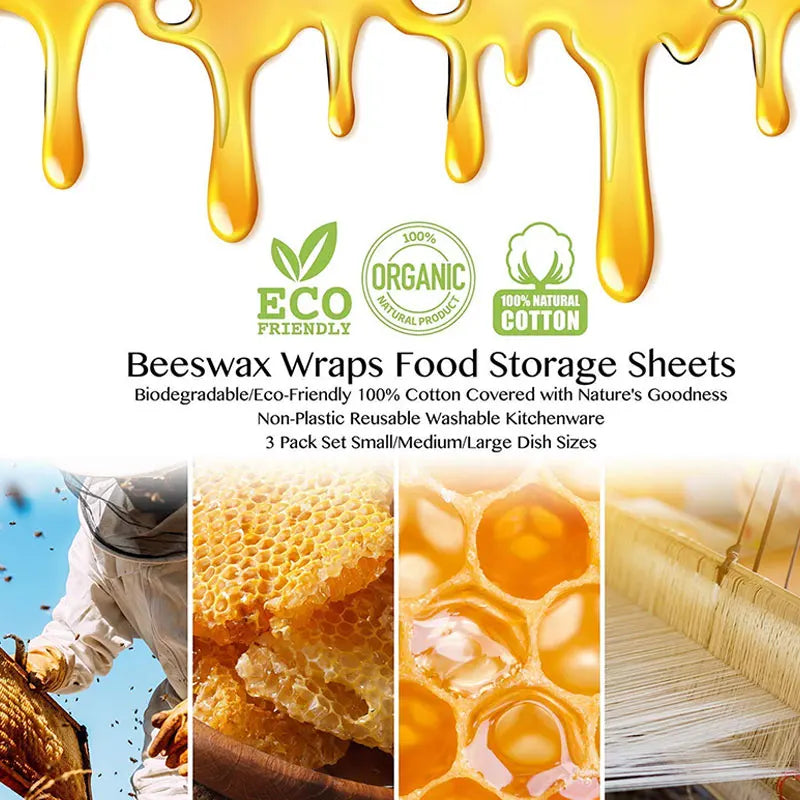 Reusable Beeswax Food Wrap – Eco-Friendly Organic Food Storage Cloths