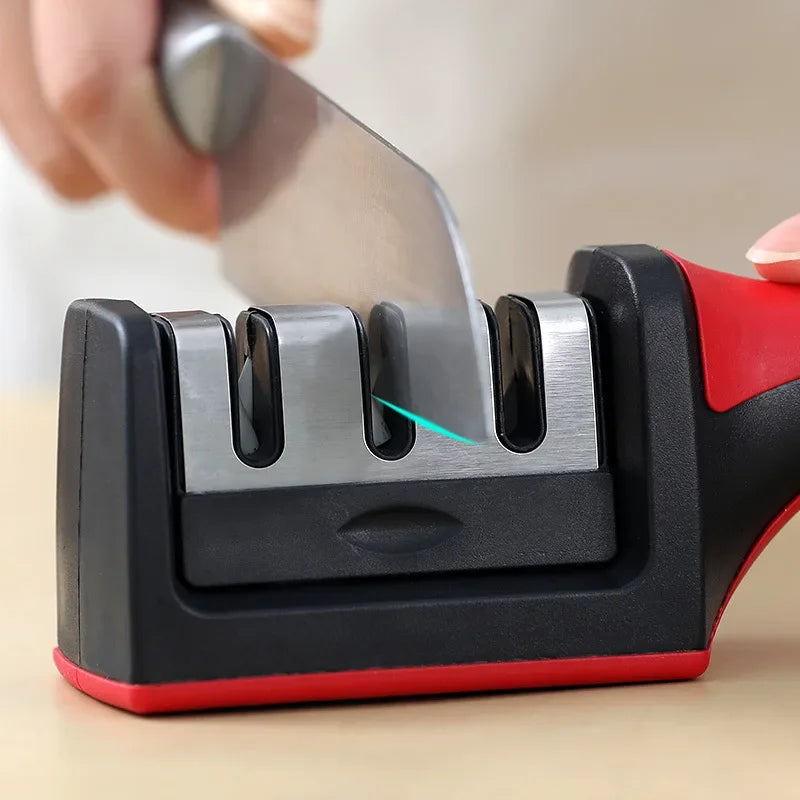 3-Stage Knife Sharpener with Anti-Slip Base – Quick Handheld Sharpening Tool