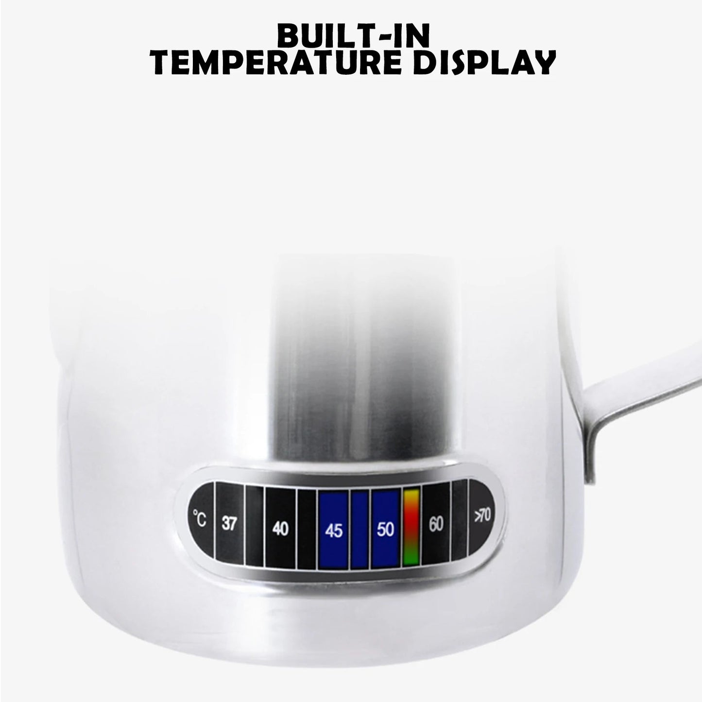 Milk Frothing Pitcher with Temperature Display – Stainless Steel Jug for Latte Art 350/600ml
