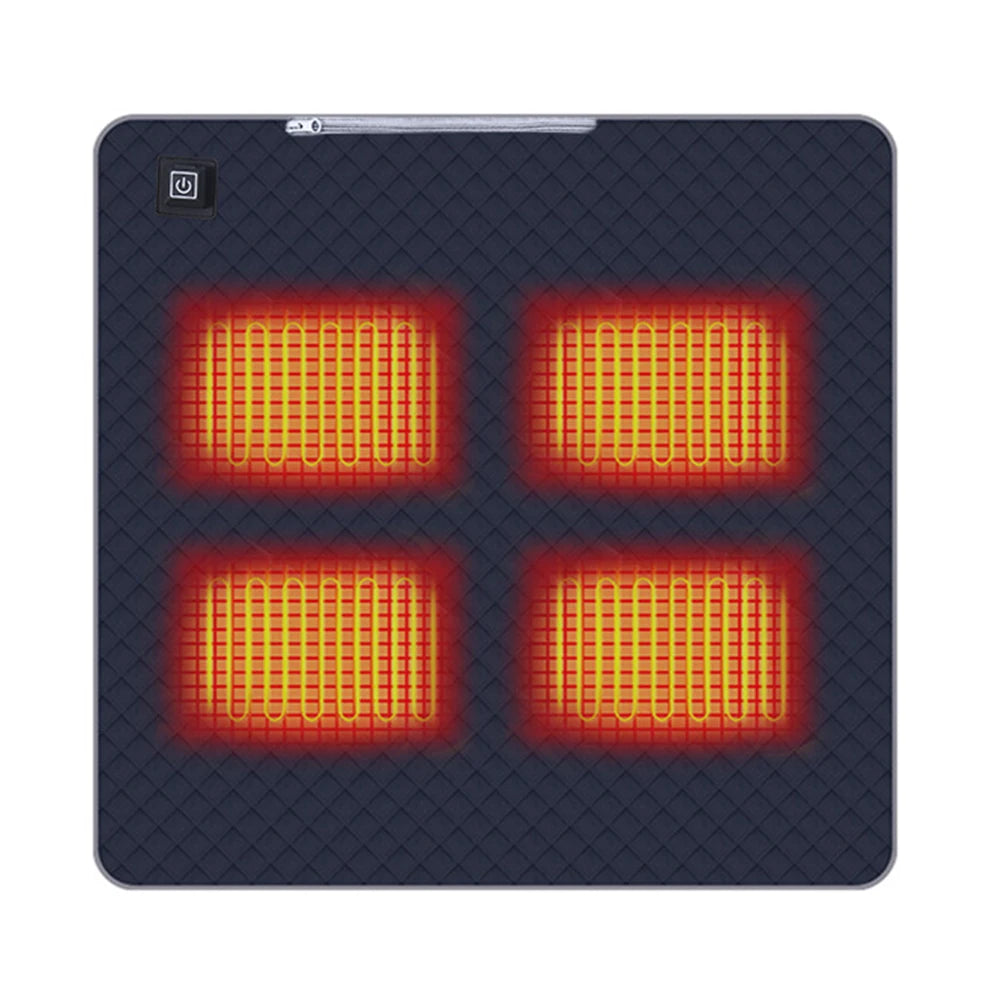 USB Heated Seat Cushion – 4-Zone Electric Mat for Camping, Office & Outdoor Warmth