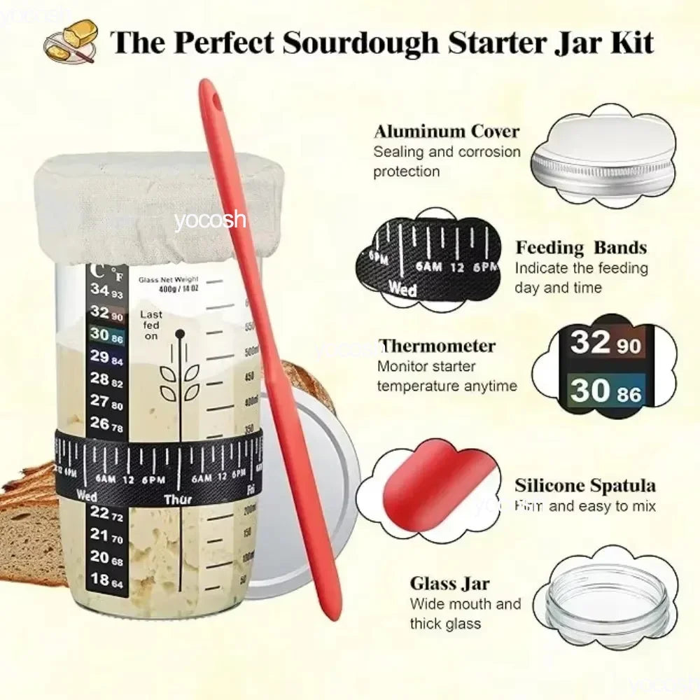 Professional Sourdough Baking Set – Proofing Basket, Mat, Tools & 24oz Starter Jar