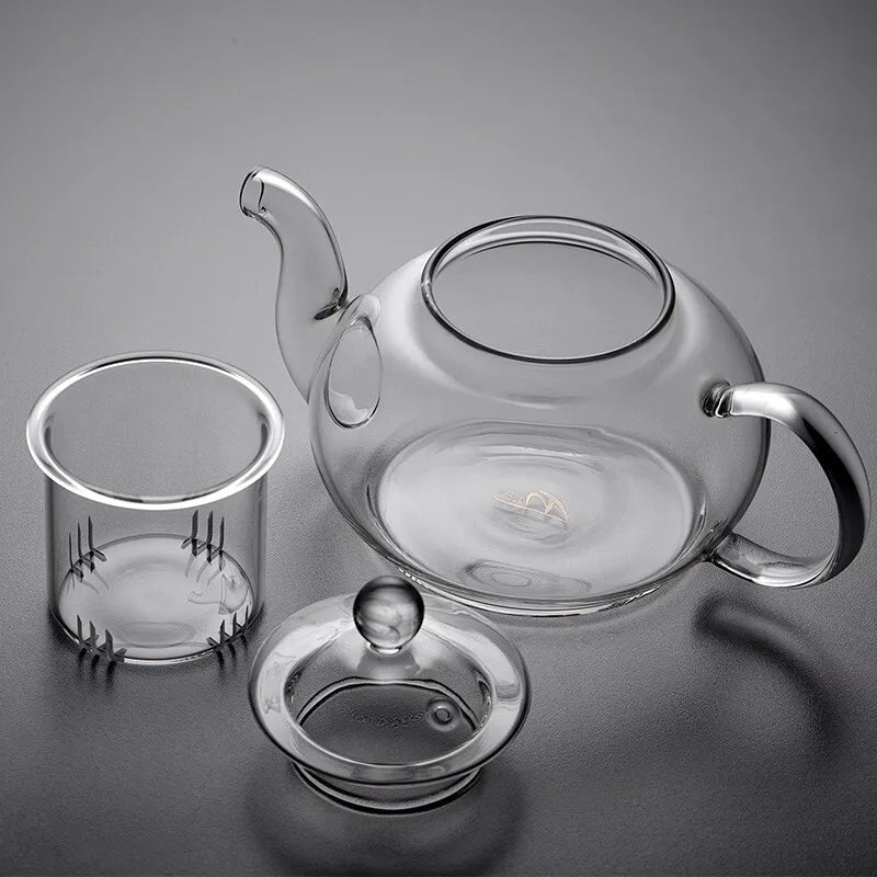 400ml/1000ml Heat-Resistant Glass Teapot with Strainer – Flower Kettle Kung Fu Teaware Set