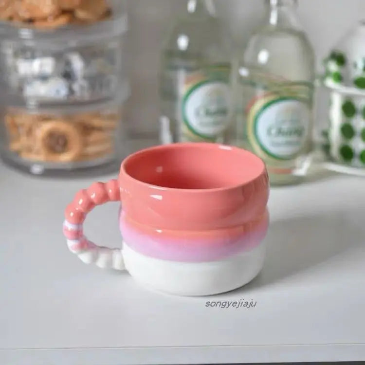 400ml Ceramic Rainbow Mug – Colourful Coffee or Tea Cup