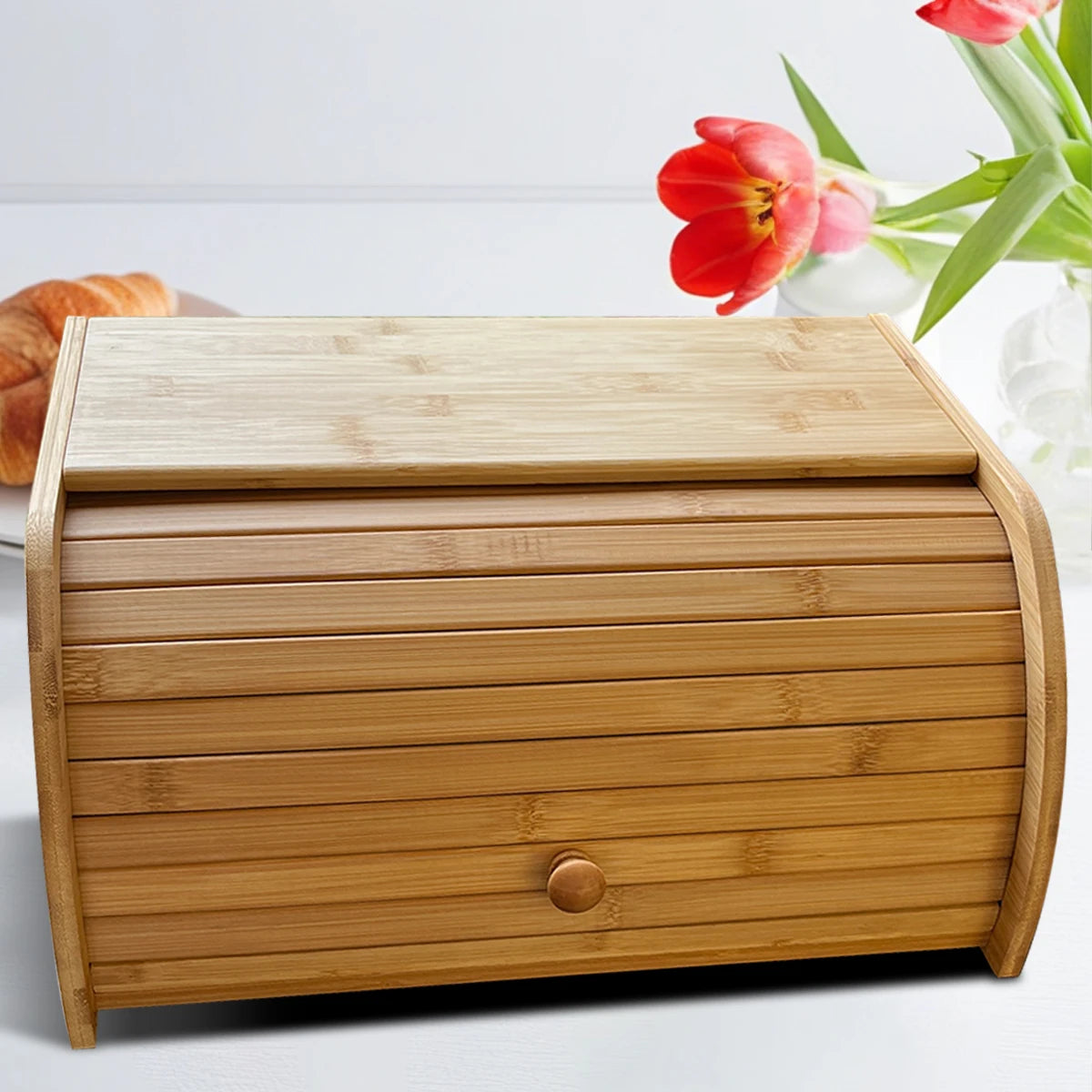 Bamboo Bread Box – Eco-Friendly Kitchen Storage for Bread, Rolls & Baked Goods