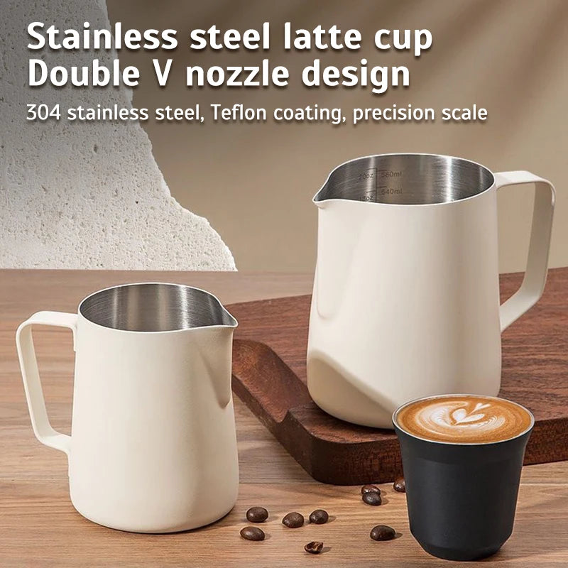Stainless Steel Milk Frothing Jug – Latte Art Pitcher with Spout for Baristas, 350–600ml