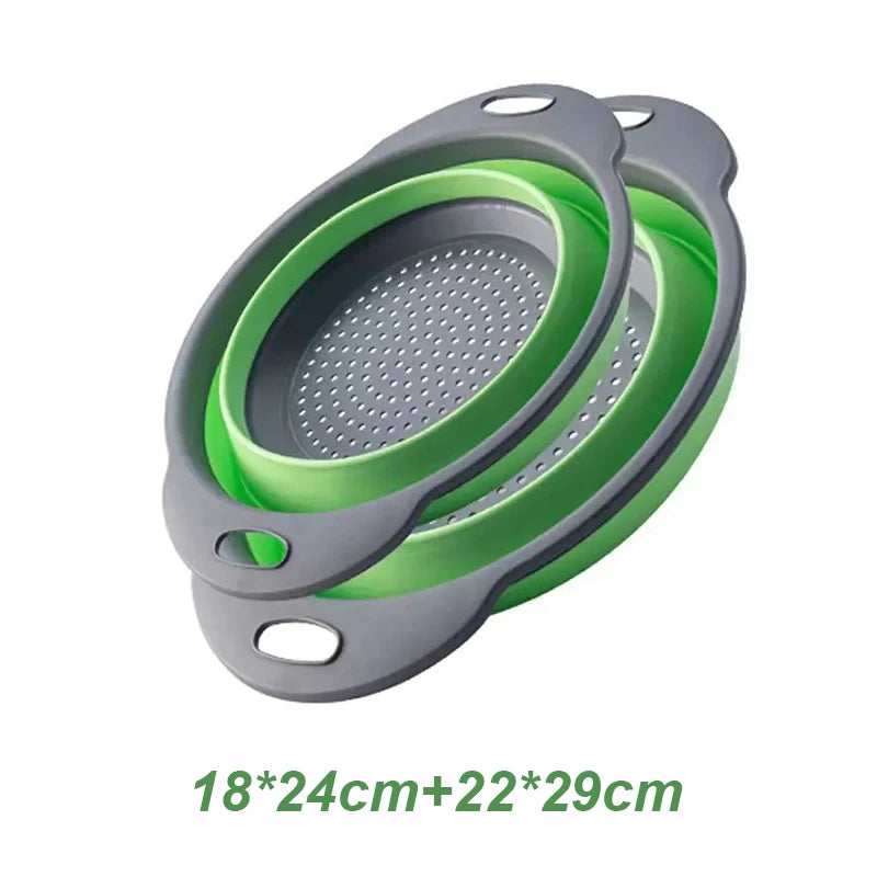 2pcs Silicone Folding Drainer Basket