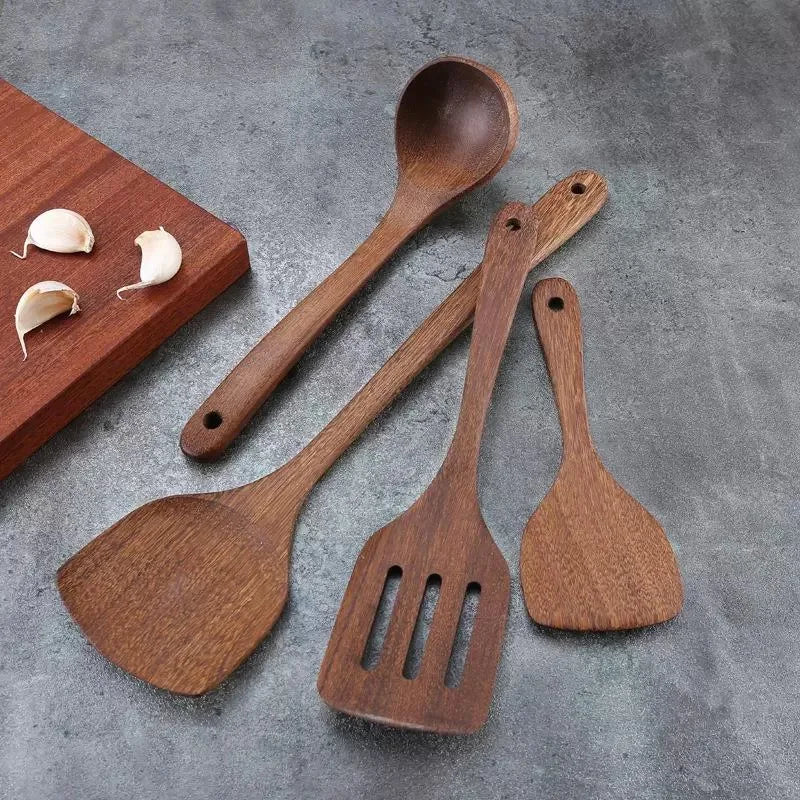 Wooden Cooking Utensils – Non-Stick Safe Kitchen Tools for Frying & Stirring