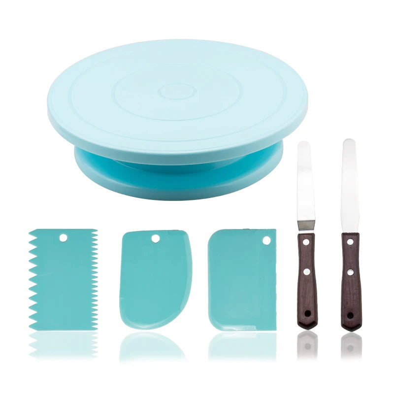 Macaron Rotating Cake Turntable – 11" Revolving Stand for Cake Decorating and Baking
