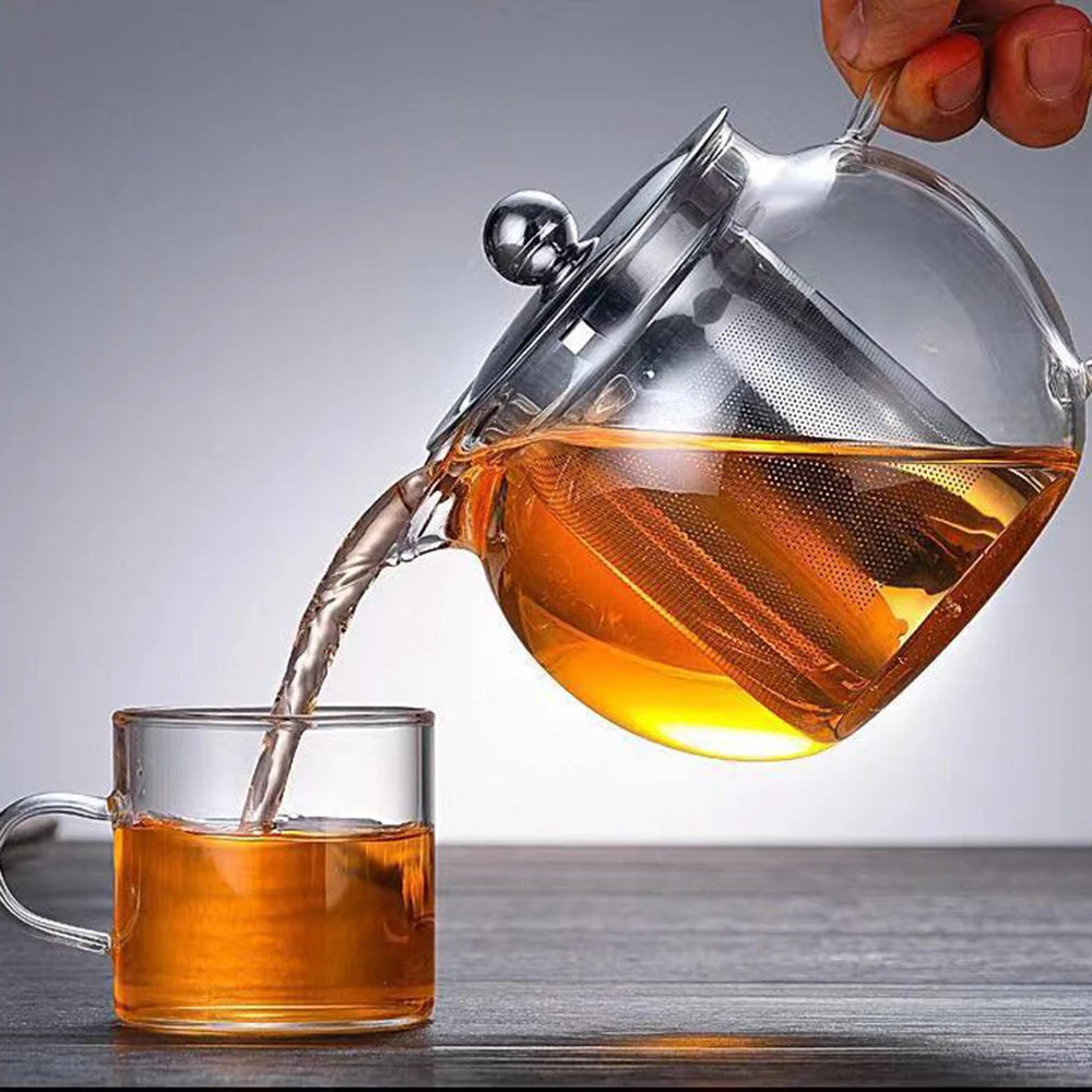 Heat Resistant Glass Teapot with Stainless Steel Infuser – 650ml, 950ml or 1300ml