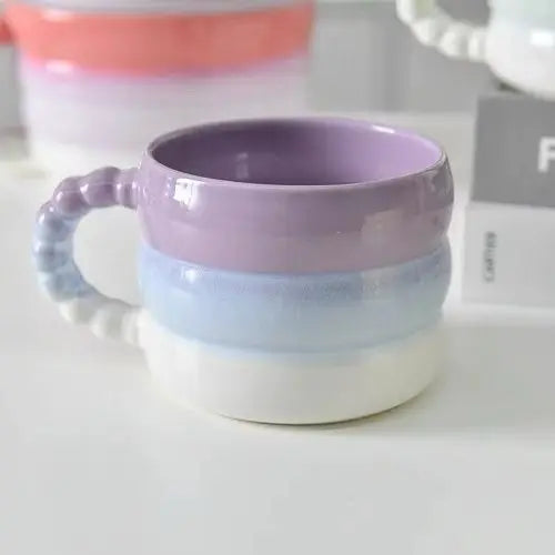 400ml Ceramic Rainbow Mug – Colourful Coffee or Tea Cup