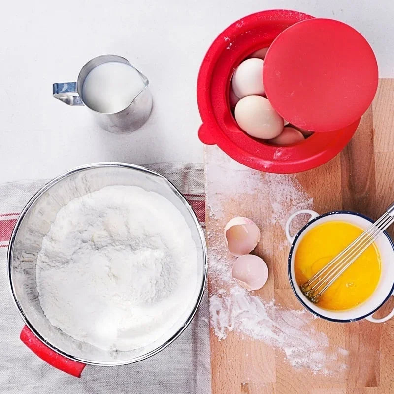 Stainless Steel Mixing Bowl with Lid and Grater – Non-Slip Silicone Base Kitchen Essential