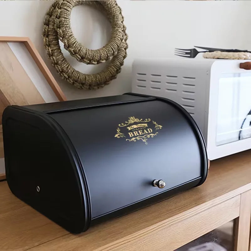 Metal Bread Storage Box – Carbon Steel Clamshell Bin for Keeping Bread Fresh
