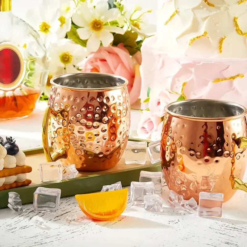 550ml Moscow Mule Mug – Hammered Copper-Plated Stainless Steel Cocktail & Beer Cup